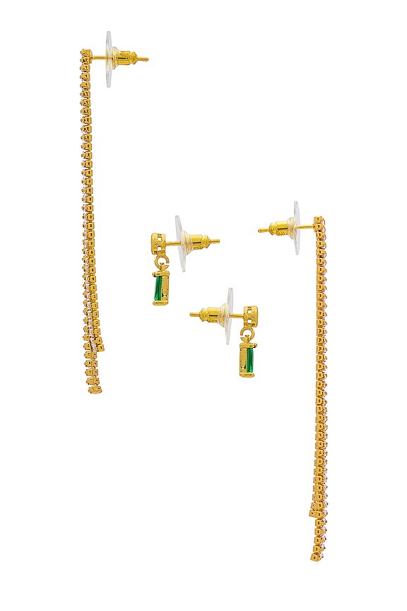 view 2 of 2 BOUCLES D'OREILLES KATHARYN & ADAMAS in Emerald & Gold