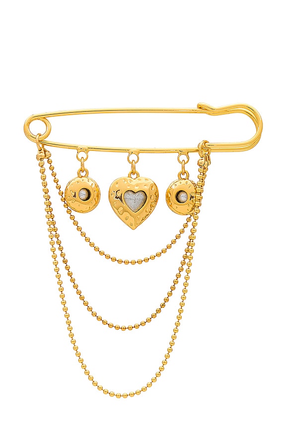 view 2 of 2 Mini Gem Chain Brooch in Gold