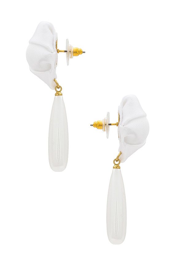 view 2 of 2 Rosette Pearl Pendant Earrings in White