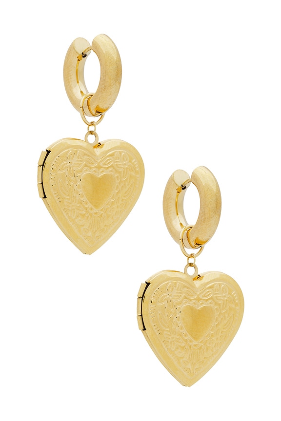 view 2 of 6 Locket Earrings in Gold