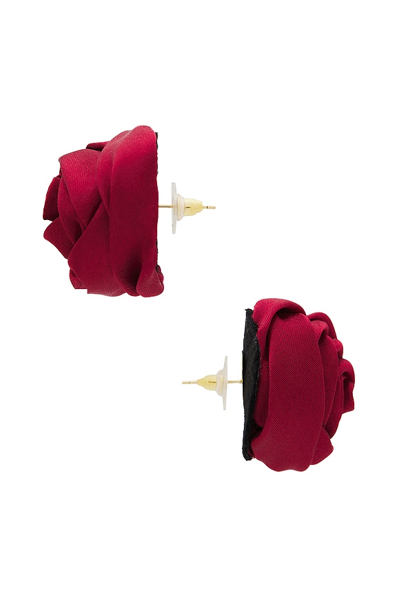 view 2 of 2 Rosette Studs in Crimson