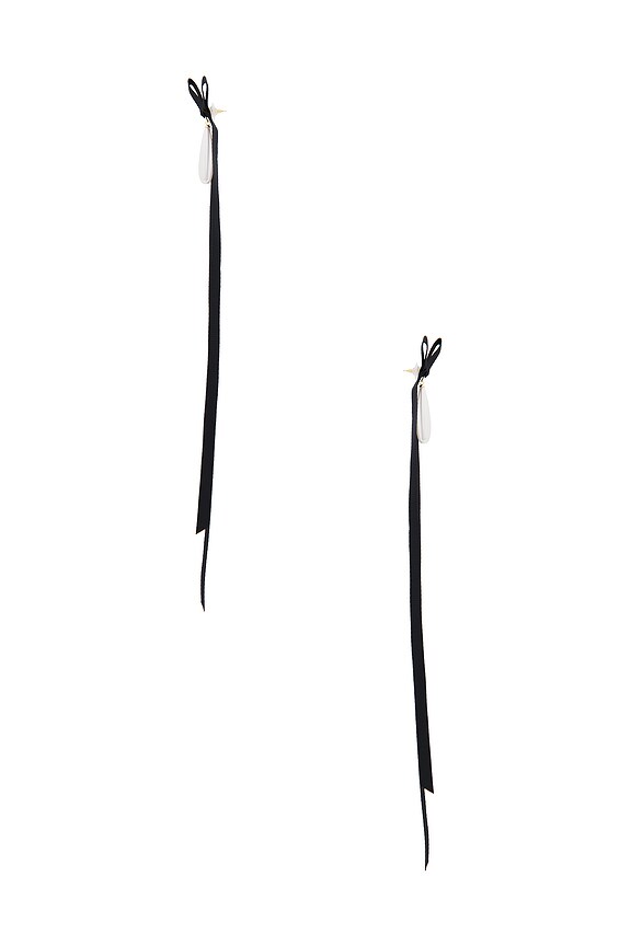 view 2 of 2 Long Bow Drop Pendant Earrings in Black