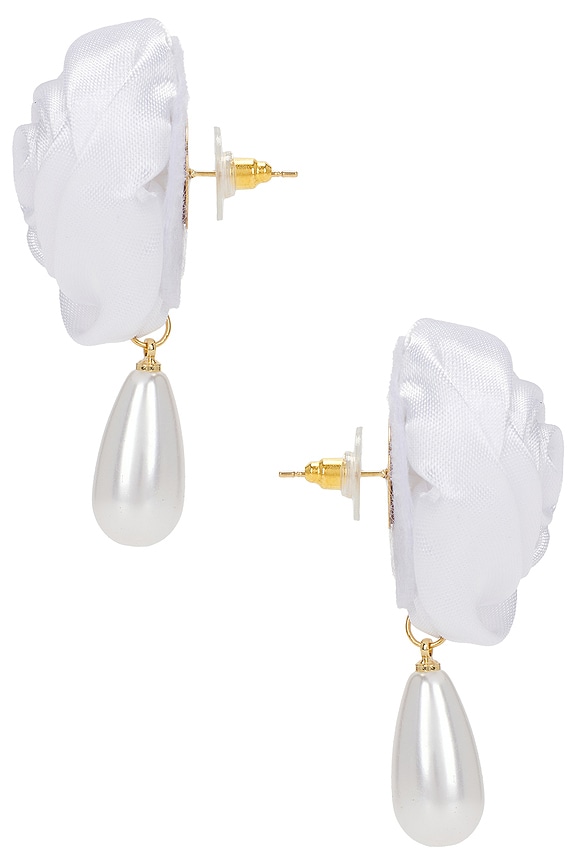 view 2 of 2 BOUCLES D'OREILLES PENDANTES ROSETTE in White