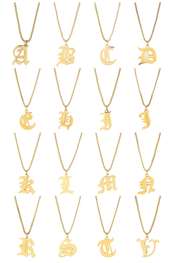 view 2 of 3 Old English Initial Necklace in Gold