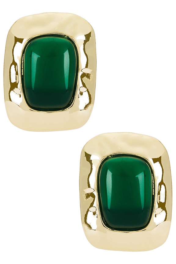 view 1 of 2 Giovana Stud Earrings in Green & Gold