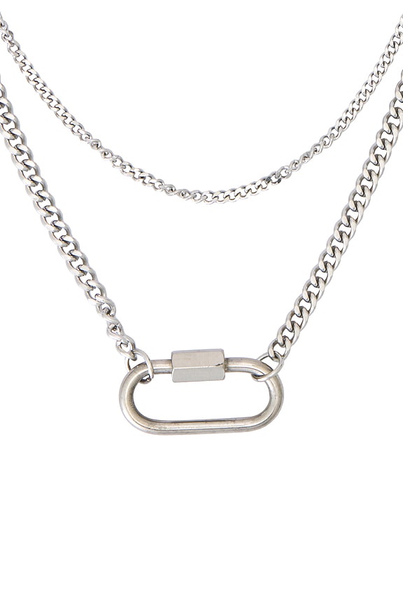 view 2 of 2 Layered Carabiner Necklace in Silver