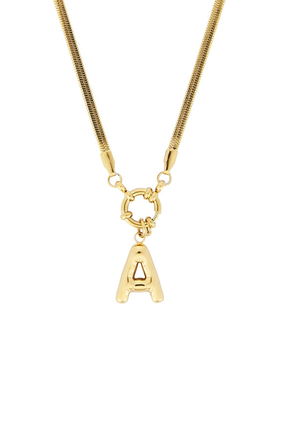 view 2 of 3 Bubble Initial Herringbone Necklace in Gold