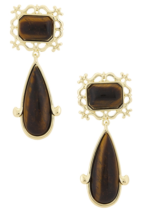 view 1 of 2 BOUCLES D'OREILLES PENDANTES VIVA in Gold & Brown