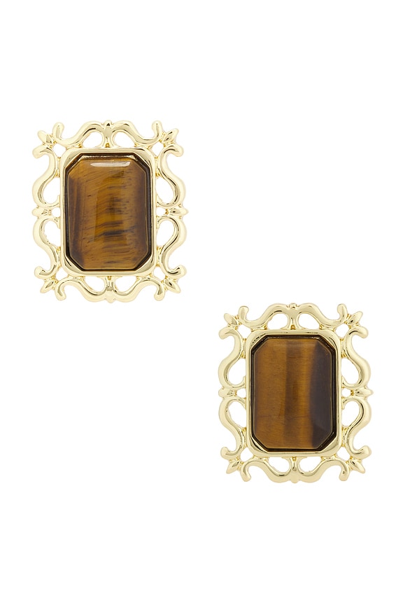 view 1 of 2 PENDIENTES DE TACHUELA VIVA in Gold & Brown