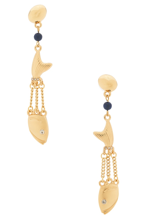 view 1 of 2 Fish Chain Earrings in Gold