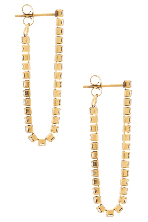 view 2 of 3 PENDIENTES LARGOS TENNIS in Waterproof & Gold