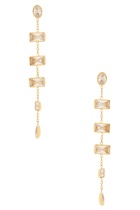 view 1 of 2 PENDIENTES LARGOS BAGUETTE in Waterproof & Gold