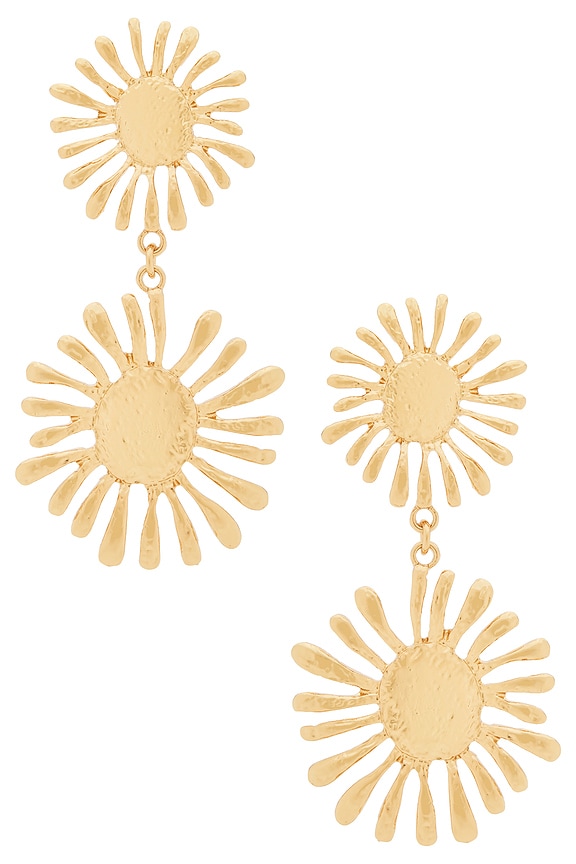 view 1 of 2 PENDIENTES LARGOS SUNBURST in Gold