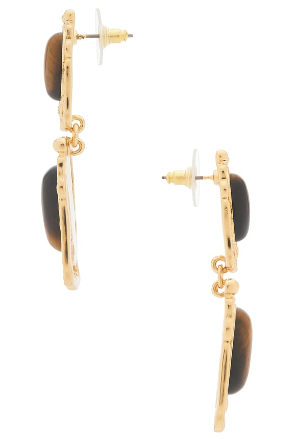view 2 of 2 PENDIENTES LARGOS OCEAN in Gold & Brown