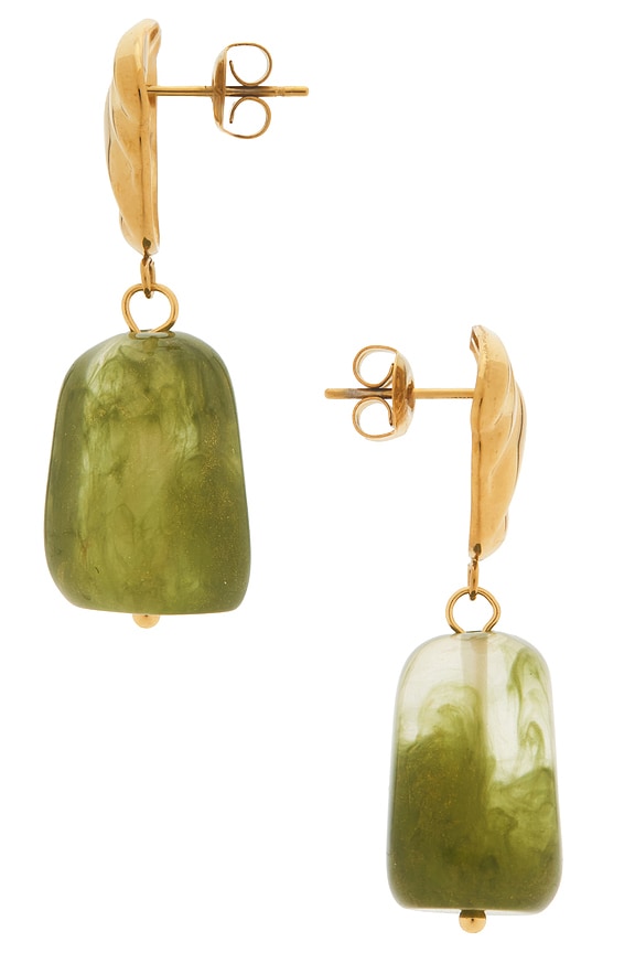 view 2 of 2 PENDIENTES LARGOS JADE in Waterproof & Gold