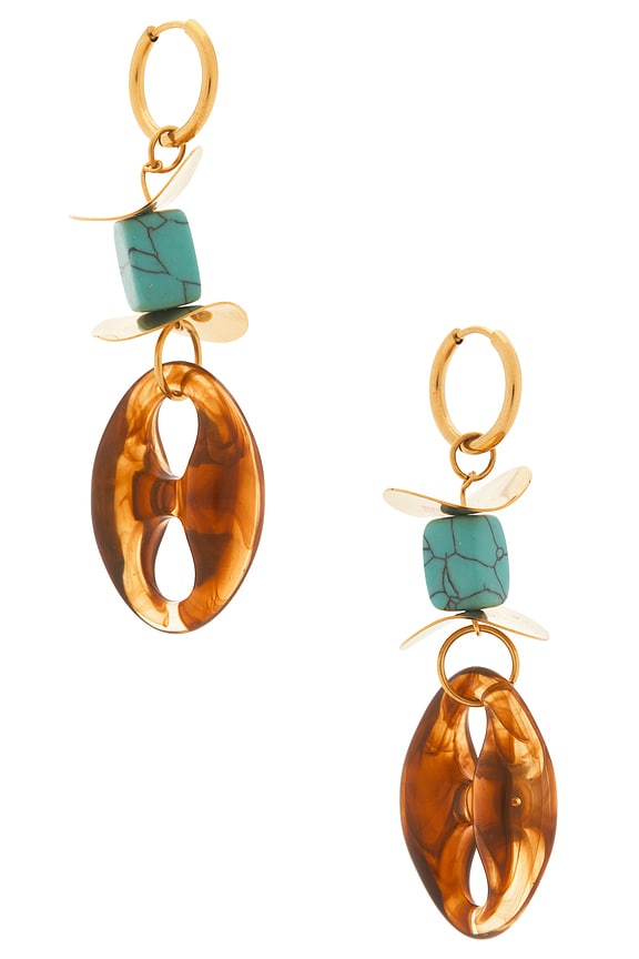 view 1 of 3 PENDIENTES LARGOS LINK in Waterproof & Turquoise