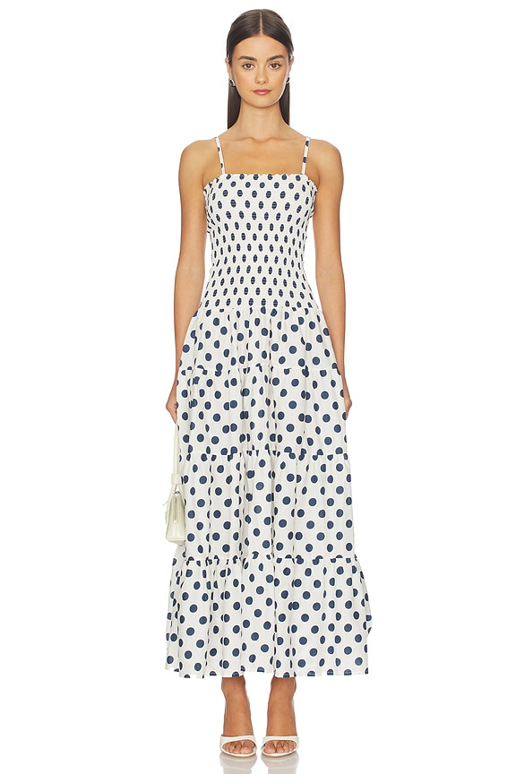 view 1 of 4 Clementine Maxi Dress in Navy Polka Dots