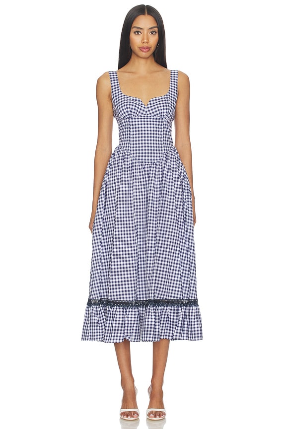 view 1 of 4 Liam Midi Dress in Navy Gingham