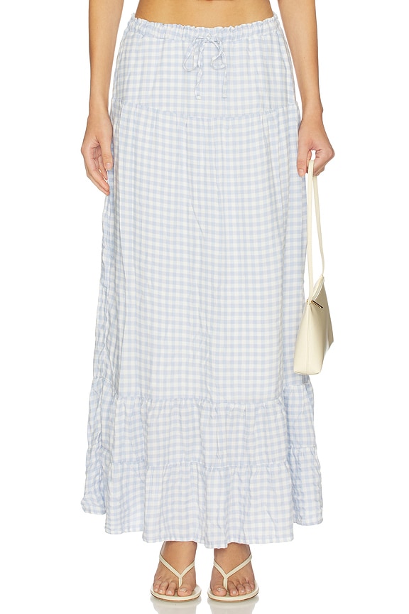 view 1 of 6 JUPE LONGUE RILEY in Cloud Blue Gingham