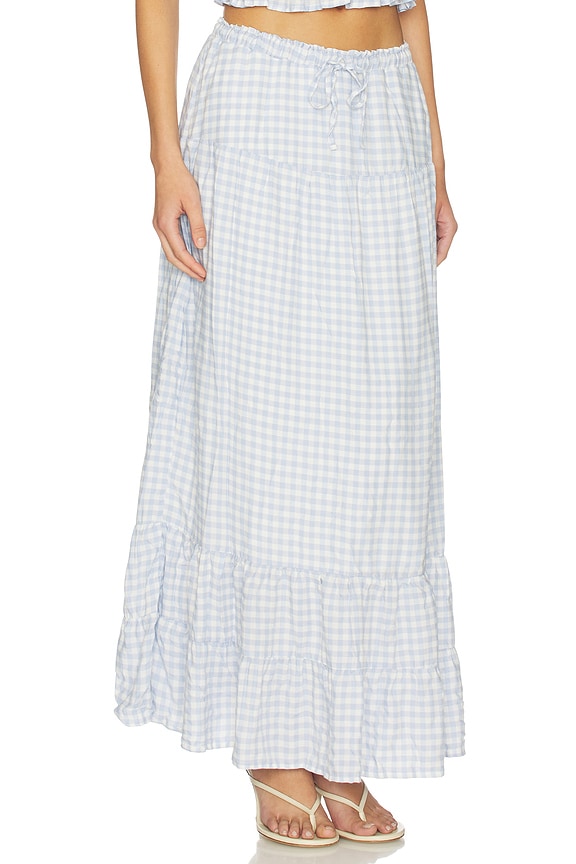 view 2 of 6 JUPE LONGUE RILEY in Cloud Blue Gingham