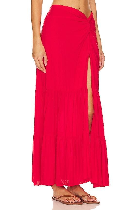 view 2 of 5 VALENTINA 미디 스커트 in Red Sangria Lotus