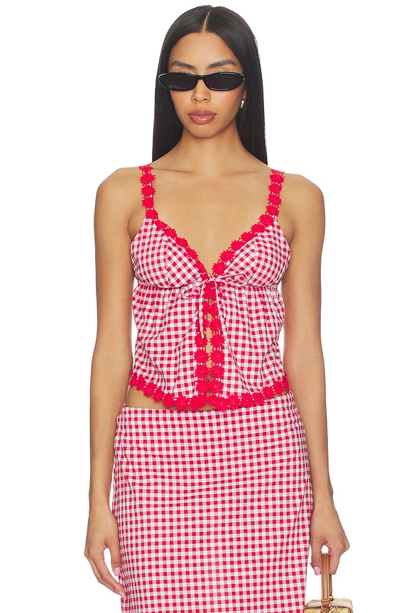 view 1 of 5 Sienna Top in Sriracha Gingham