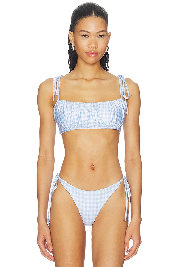view 1 of 5 TOP BIKINI DEPORTIVO SILAS in Cloud Blue Gingham
