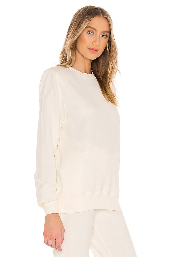 view 2 of 4 Removable Shoulder Pad Sweatshirt in White