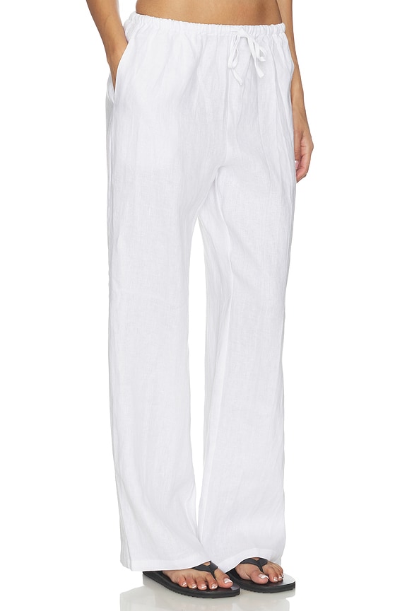 view 2 of 6 Lorana Linen Drawstring Pant in White