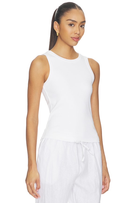 view 2 of 4 Daphne Structured Rib High Neck Tank in White