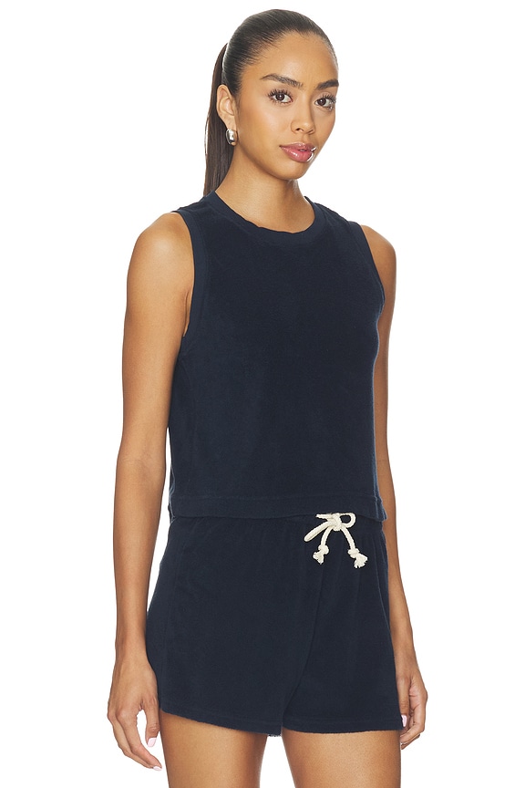 view 2 of 4 Esther Loop Terry High Neck Crop Tank in Navy