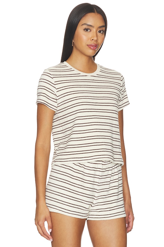 view 2 of 5 CAMISA MANGA CORTA EVE in Natural & Chocolate Stripe