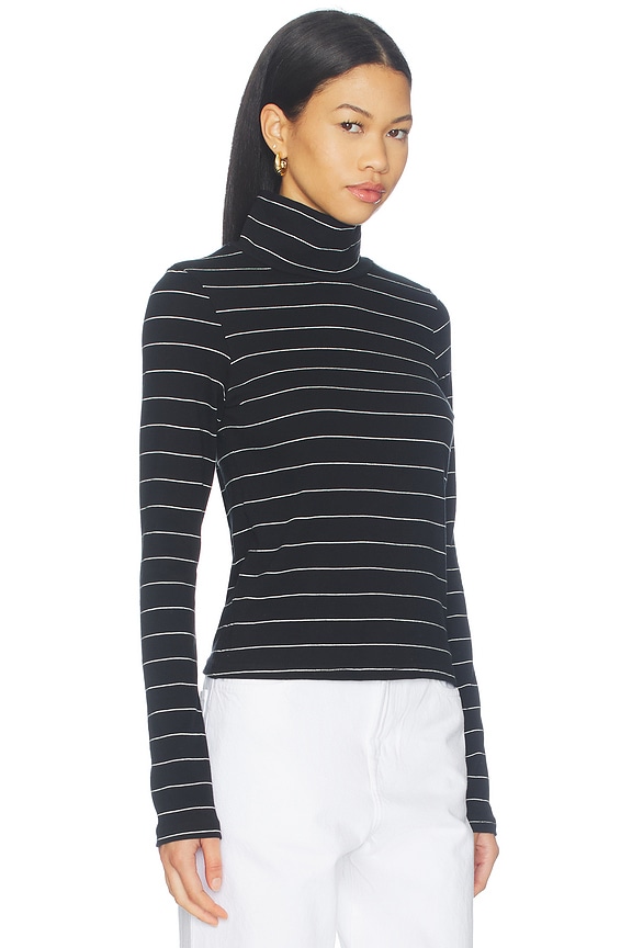 view 2 of 4 Cindy Long Sleeve Turtleneck in Black Stripe