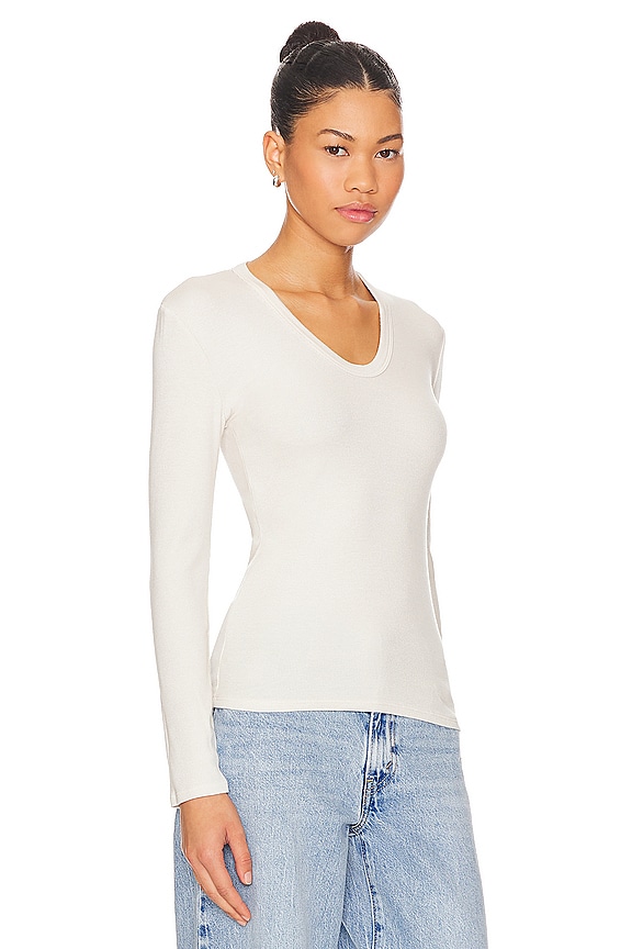 view 2 of 4 U Neck Rib Long Sleeve in Sugar