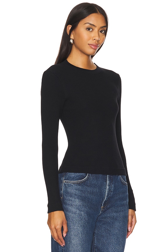 view 2 of 4 RIBBED LONG SLEEVE 베이비 티 in True Black