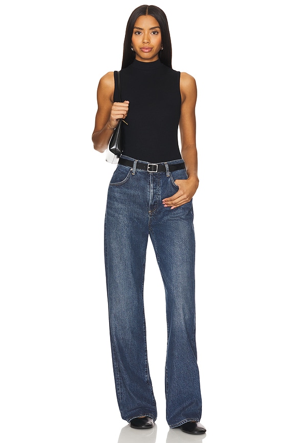perfectwhitetee Luxe Rib Sleeveless Mock Neck Tank Top in True Black ...