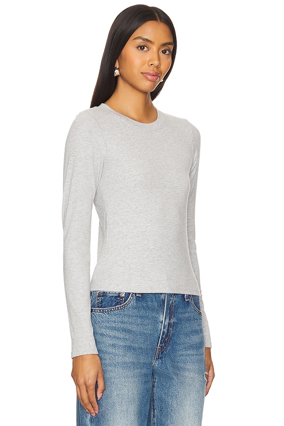 view 2 of 4 Luxe Rib Long Sleeve Baby Tee in Heather Grey