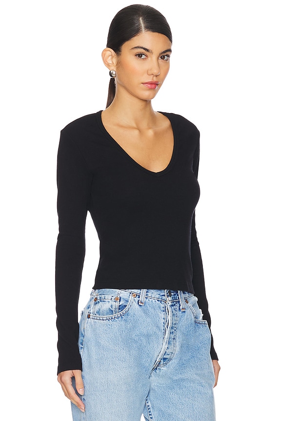 view 2 of 4 BLONDIE LONG SLEEVE 브이넥 in True Black