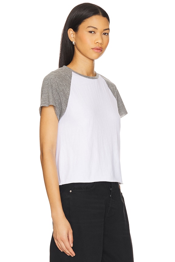 view 2 of 4 BRITT 컬러 블록 티셔츠 in White & Heather Grey