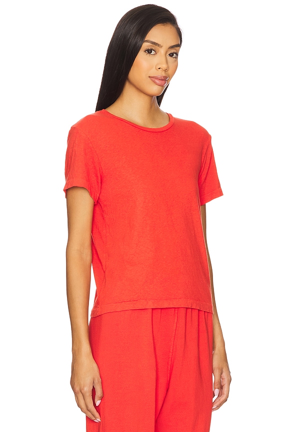 view 2 of 4 Recycle Cotton Slim Crew Tee in Poppy Red