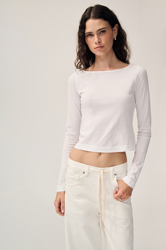 view 1 of 7 Drop Shoulder Long Sleeve in White