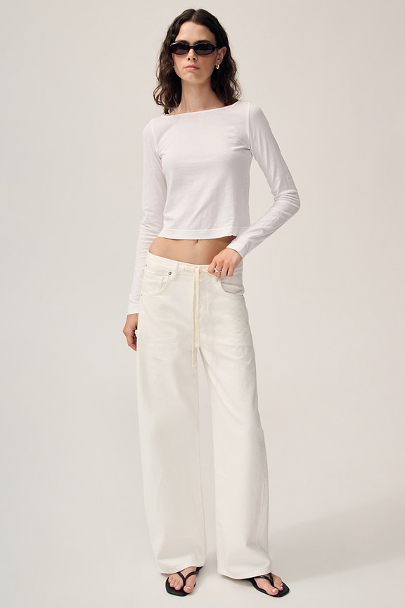 view 2 of 7 Drop Shoulder Long Sleeve in White