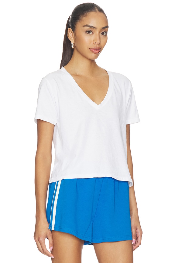 view 2 of 4 Crispy Cotton V Neck Tee in White
