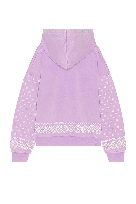 view 2 of 3 Washed Motif Sleeve Pullover Hoodie in Washed Purple