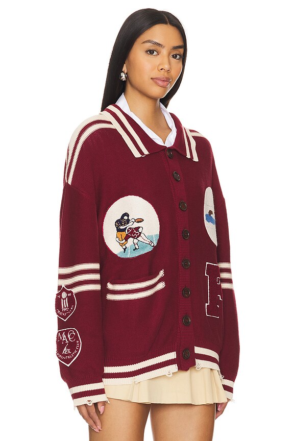 view 2 of 5 TEJIDO DE RETALES VARSITY in Deep Red