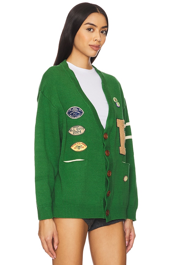 view 2 of 5 Pine Needle Varsity Knit Cardigan in Vintage Green