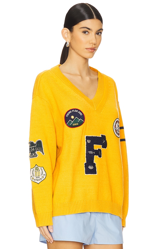 view 2 of 6 Arrow Wood Varsity Knit Sweater in Vintage Gold