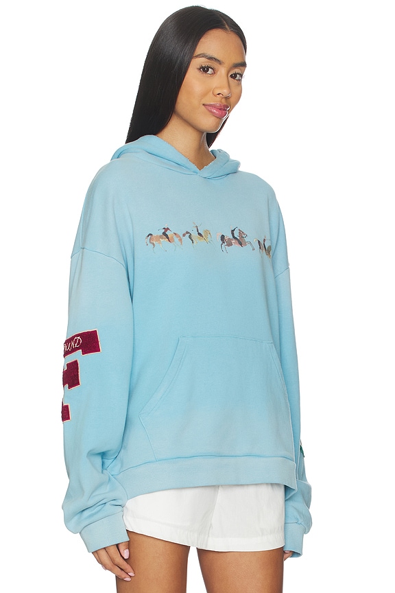 view 2 of 6 Horse Line Embroidered Hoodie in Facec Ocean Blue