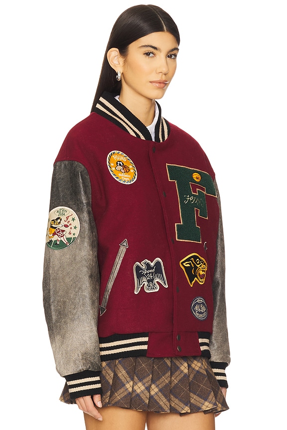 view 2 of 6 CHAQUETA CRIMSON LETTERMAN in Deep Red & Vintage Black