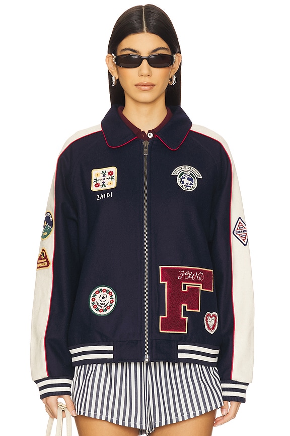 view 2 of 7 All Roads Varsity Jacket in Navy & Cream